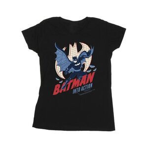 DC Comics Womens/Ladies Batman Into Action Cotton T-Shirt / Black
